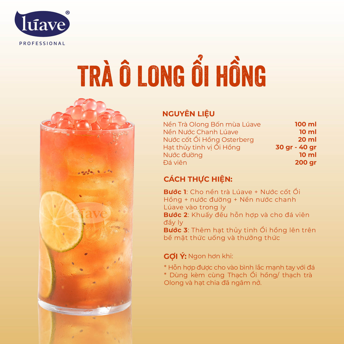 CÔNG THỨC PHA CHẾ TRÀ Ô LONG ỔI HỒNG
