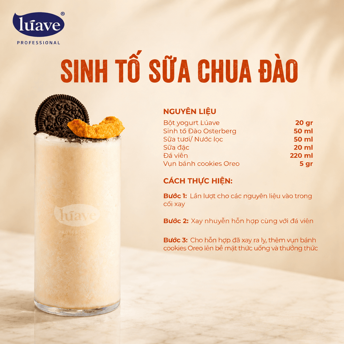 CÔNG THỨC PHA CHẾ SINH TỐ SỮA CHUA ĐÀO