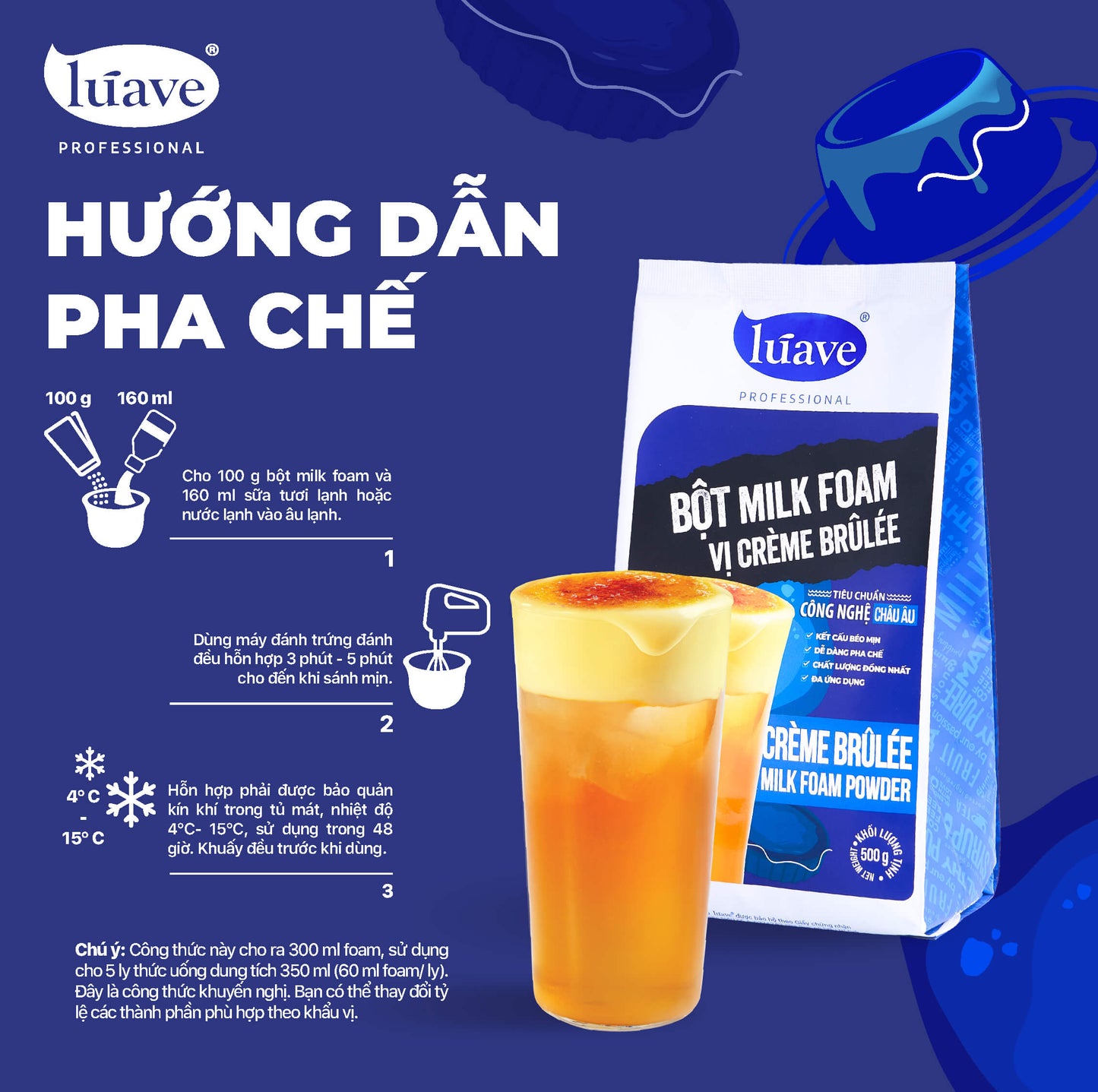 Bột Milk Foam Creme Brulee Lúave Professional