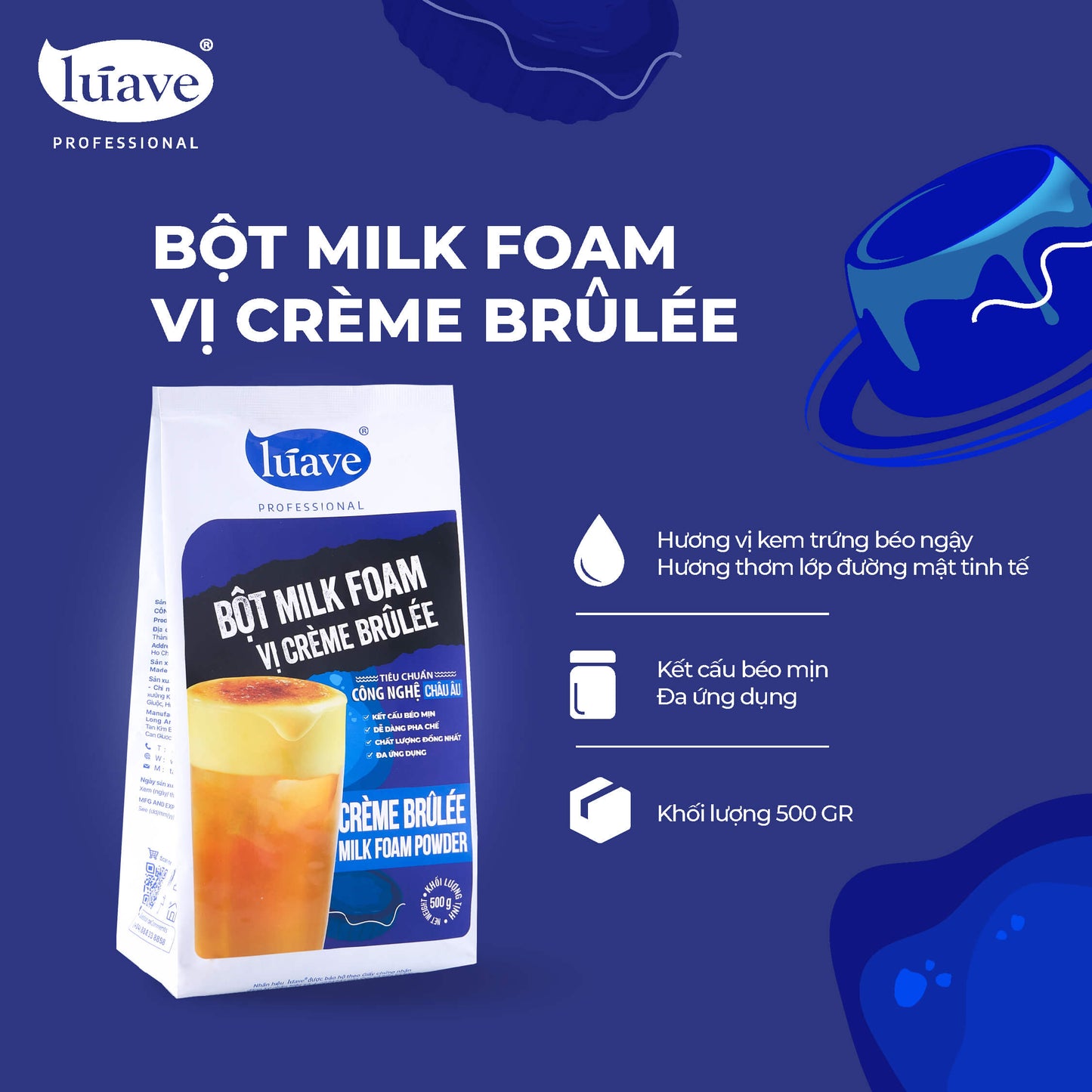 Bột Milk Foam Creme Brulee Lúave Professional
