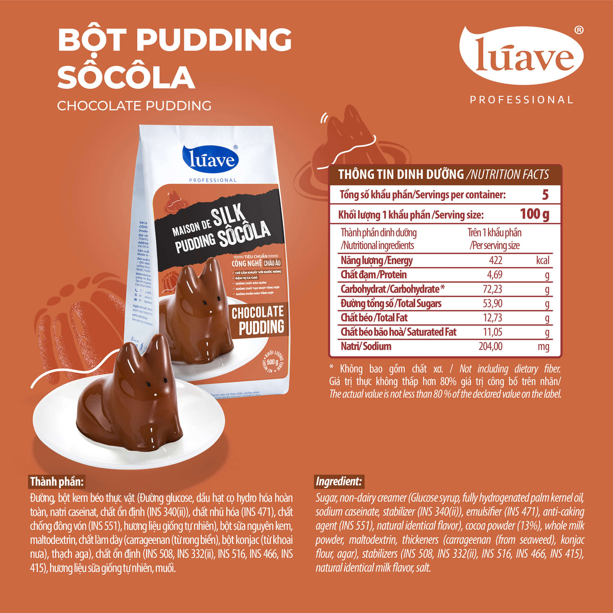 Bột Pudding Socola Maison De Silk Lúave 500gr